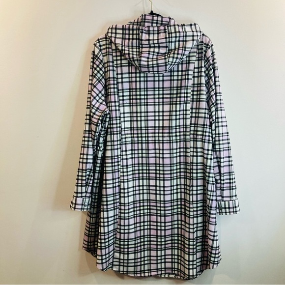 TORRID Sz 1 Flannel Plaid Hooded Drawstring at Waist Snap Buttons Anorak Shacket - Picture 10 of 16